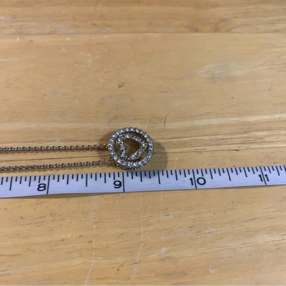 Avon pendant necklace heart inside circle with crystals 19” length adjustable - Picture 2 of 4